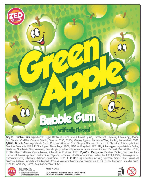 Žvýkačky 24 mm Green Apple Gum - 1125 ks (1)